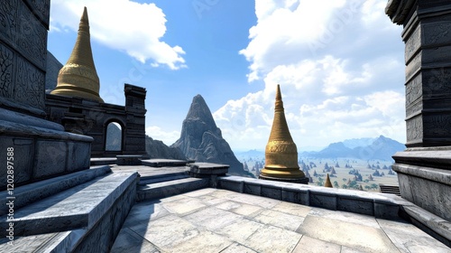 Ancient Pagoda Mountaintop View