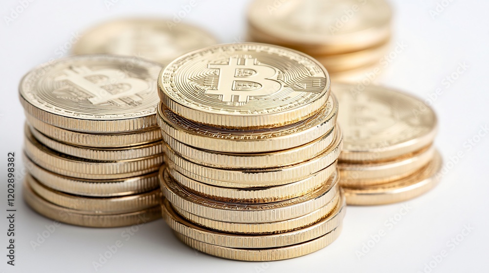 Gold Bitcoin stacks, finance, wealth, cryptocurrency Gold Bitcoin stacks, finance, wealth, cryptocurrency