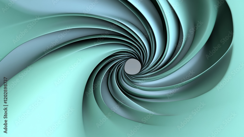 Fototapeta premium Abstract teal spiral pattern with dynamic flow