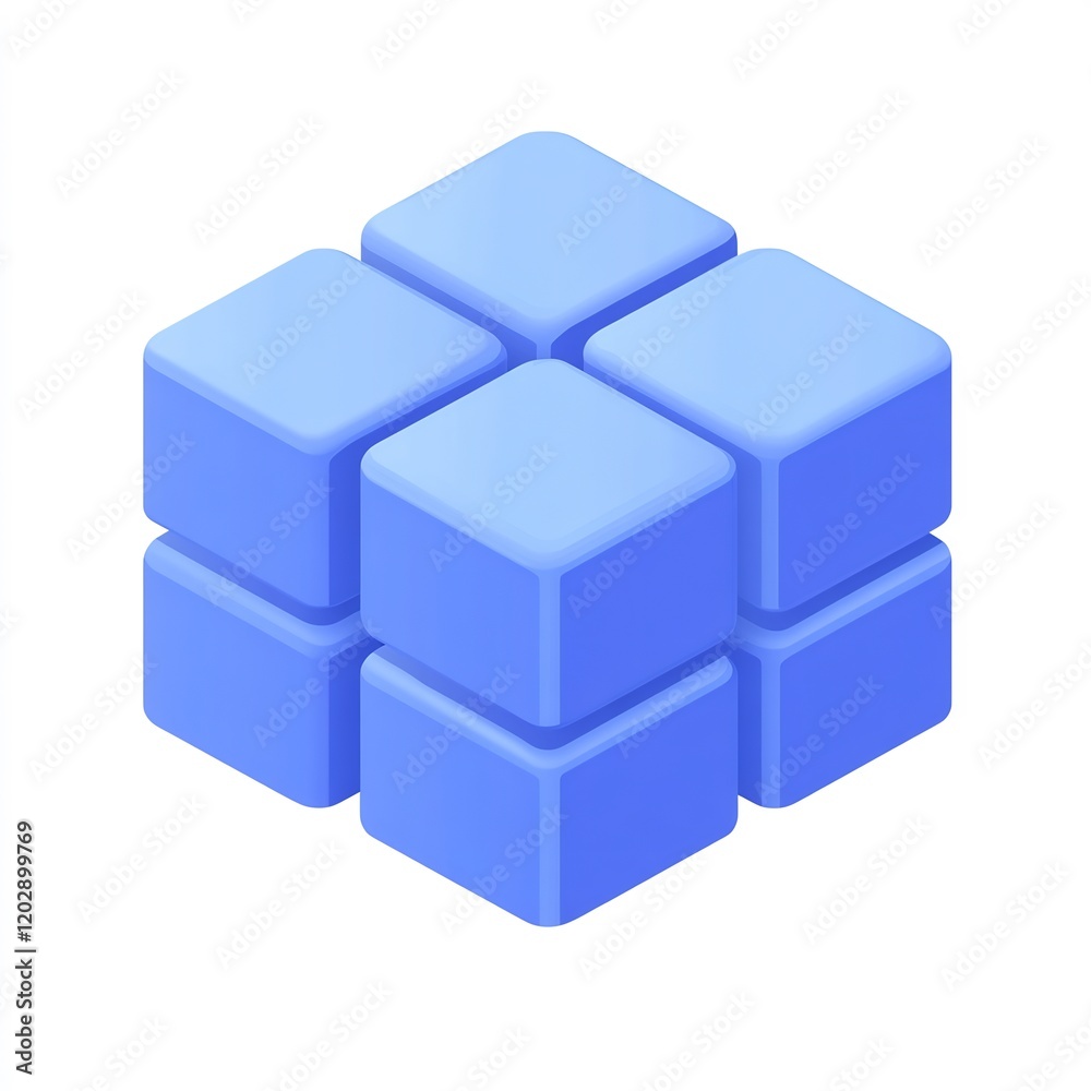 Obraz premium Abstract 3D Blue Cubes: A Digital Puzzle