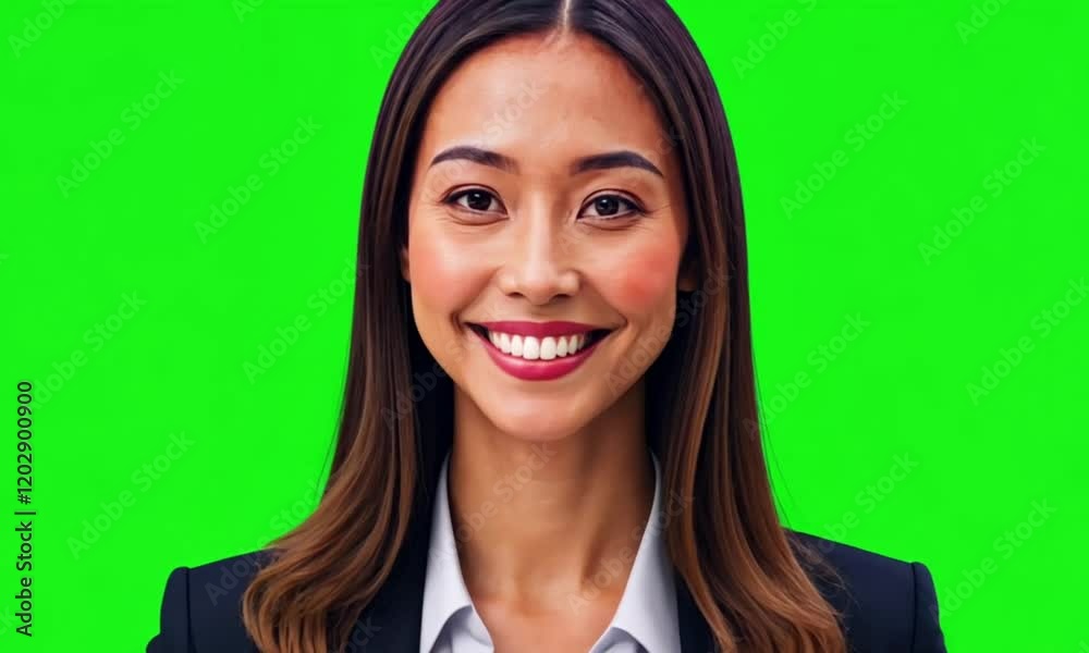 beautiful long hair business woman smiling on green screen beautiful long hair business woman smiling on green screen