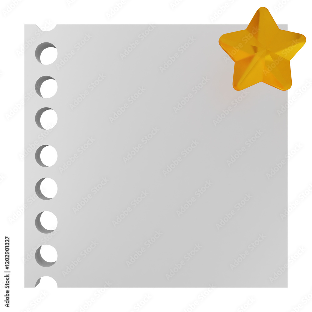 Obraz premium 3d star sticky note paper text box
