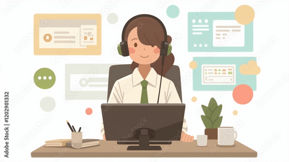 Customer Service Agent Smiling While Working Remotely Customer Service Agent Smiling While Working Remotely