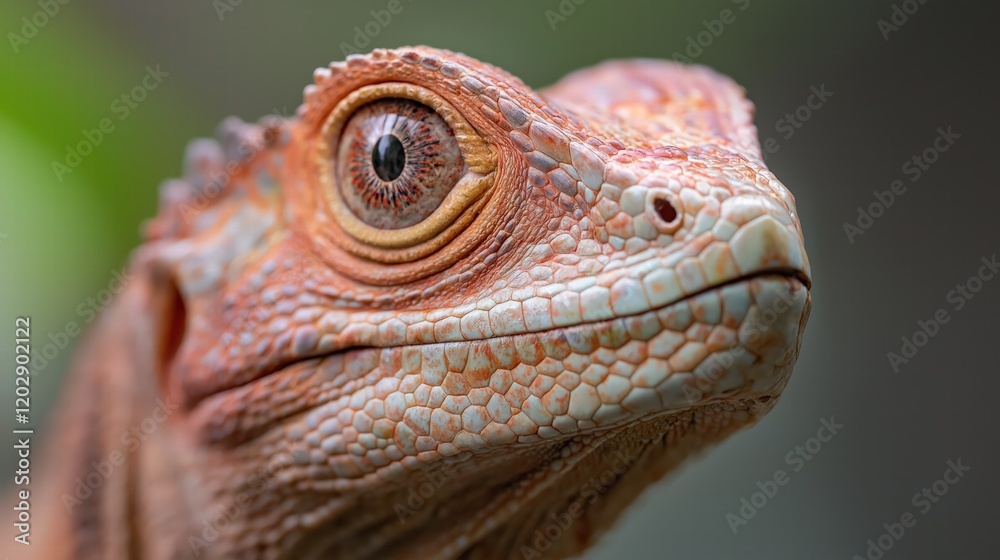 Fototapeta premium A lizard with a red face and brown spots