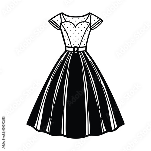 Vintage 1950s Evening Gown with Lace Bodice, Cap Sleeves, and Full Skirt