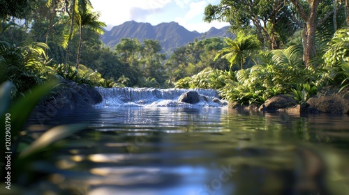 Tranquil Tropical Waterfall