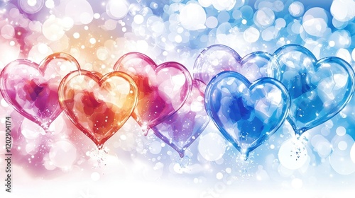 Hearts floating with bokeh background for celebration use