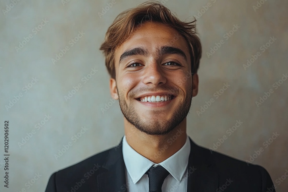A smiling man in a suit, showcasing confidence and approachability against a neutral background. A smiling man in a suit, showcasing confidence and approachability against a neutral background.