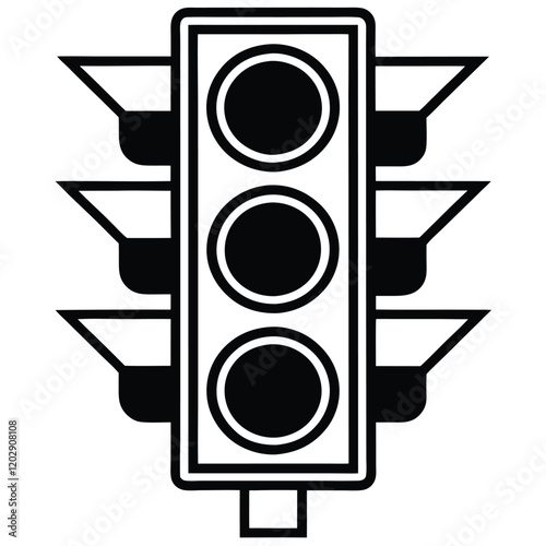 A sleek and modern traffic light design in vector format, featuring minimalistic shapes, bold colors, and futuristic elements to represent urban innovation and road safety.