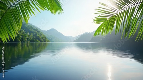 Tranquil Tropical Lake at Sunrise