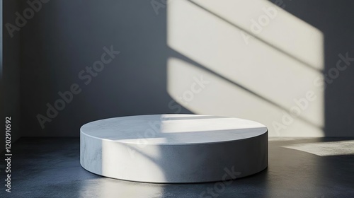 arafed view of a round white table in a room with a window photo