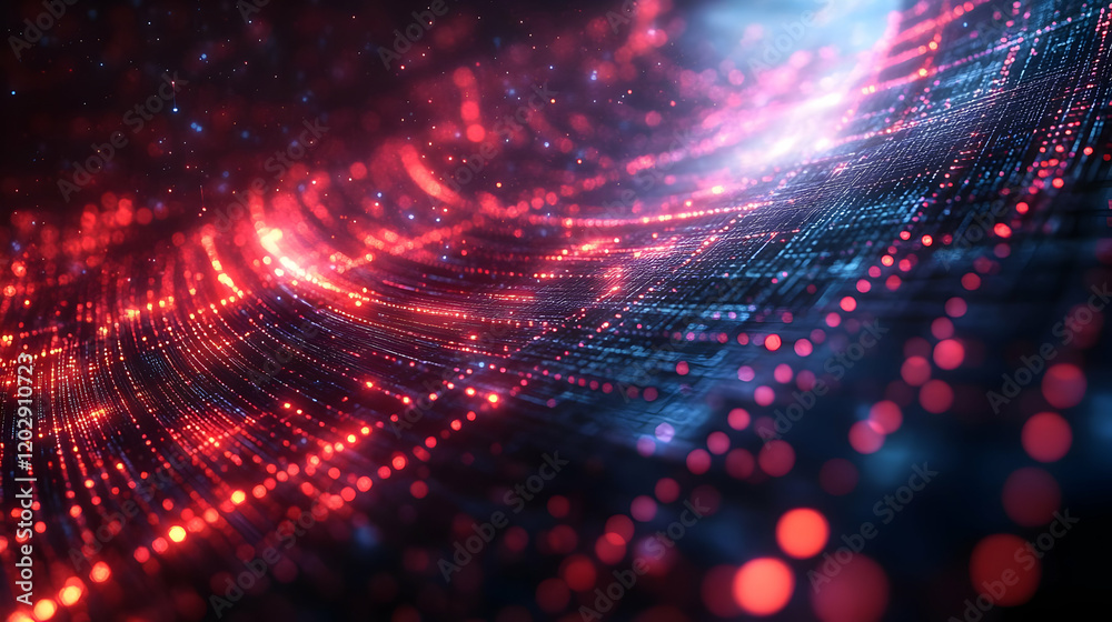 Abstract Red and Blue Energy Flow with Glowing Particles and Dynamic Motion Abstract Red and Blue Energy Flow with Glowing Particles and Dynamic Motion