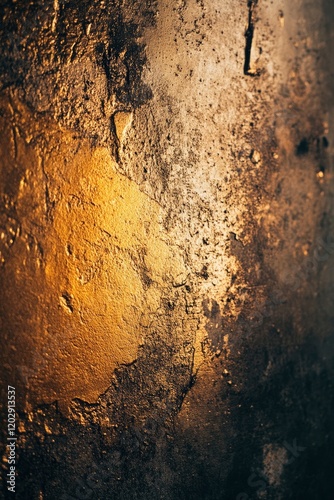 A close-up of an ancient gold wall, with the texture and surface details