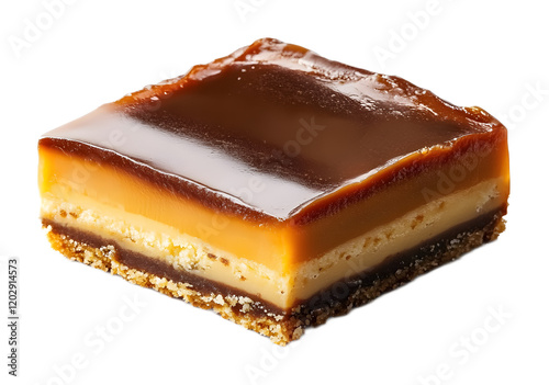 Decadent caramel slice on a transparent background. isolated background.