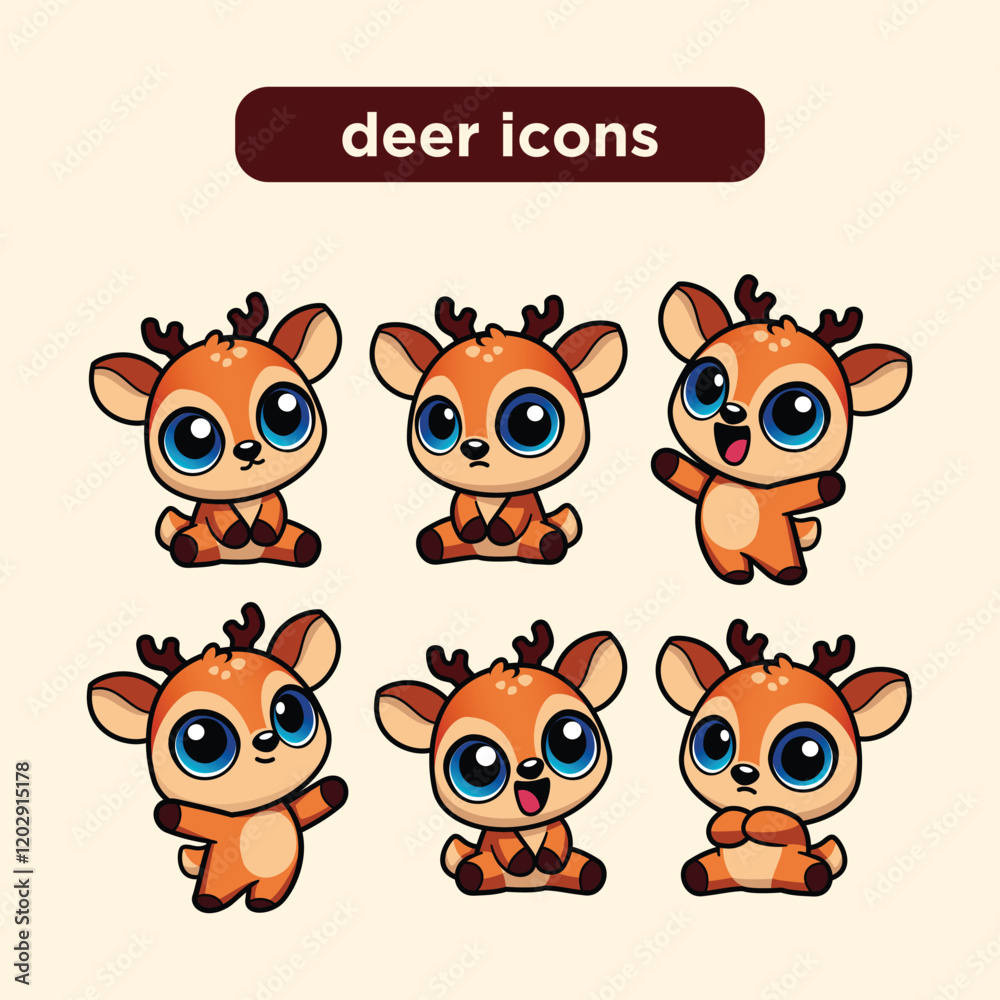 Obraz premium 9 fat deer icons.eps