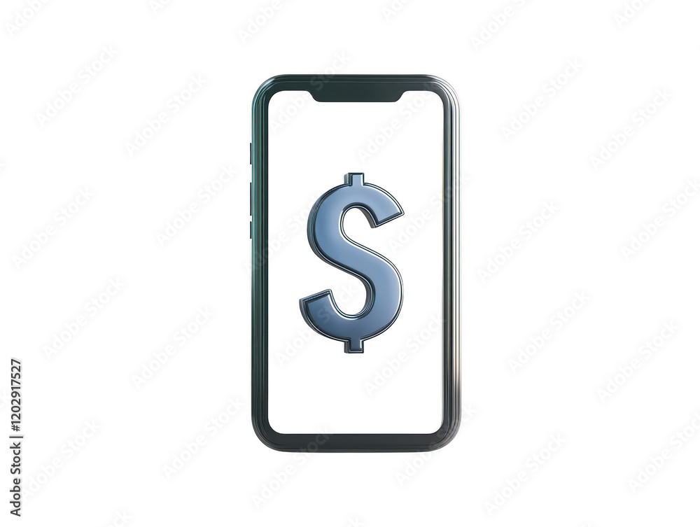 Mobile phone displaying dollar sign for financial transactions and payments Mobile phone displaying dollar sign for financial transactions and payments