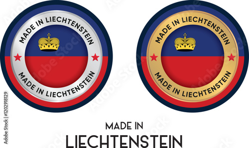 Made in Liechtenstein. Premium labels, stickers, pointer, badge and symbol of Liechtenstein flag icon. Collection vector illustration