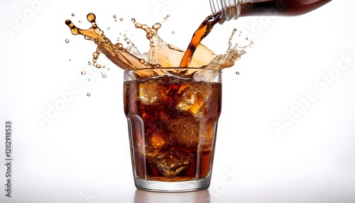 Carbonated beverage splashing in a transparent glass