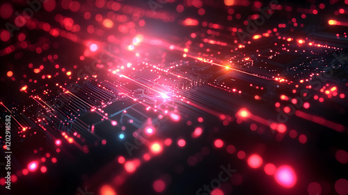 Wallpaper Mural Abstract Red Glowing Network Technology Background. Futuristic Digital Data Connection.  Modern Communication Design. Torontodigital.ca