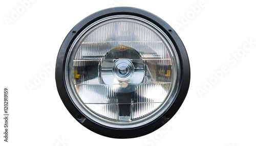 Classic round car headlight close-up