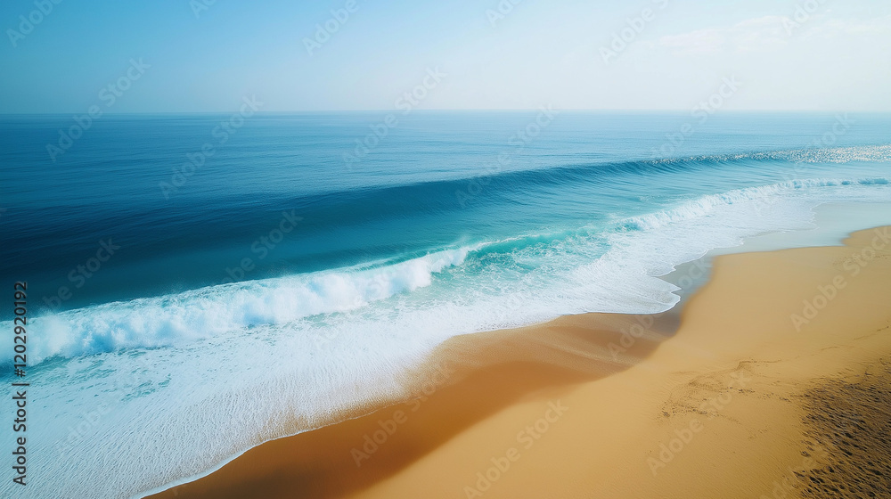 Tropical Sandy Beach with Soft Blue Ocean Waves and Clear Water Tropical Sandy Beach with Soft Blue Ocean Waves and Clear Water