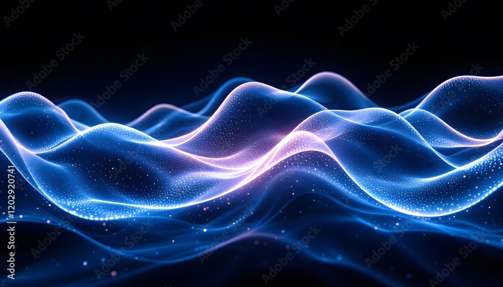 Fototapeta premium Abstract Blue and Purple Glowing Wave Background