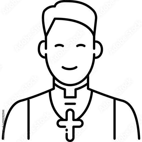 Pastor Outline style illustration 