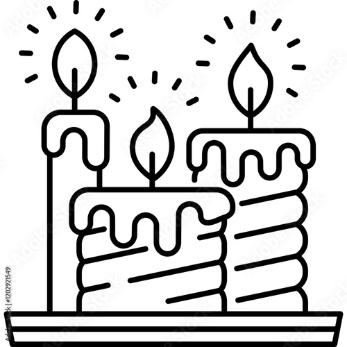 Candels Outline style Easter or Pascal illustration 