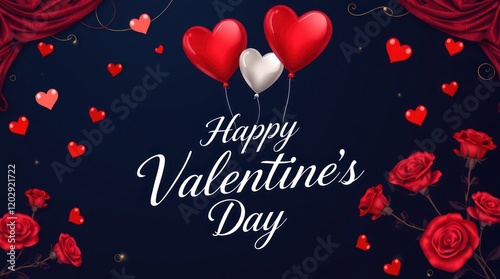 A happy Valentine's Day and birthday card with red roses, symbolizing love and romance with a heart-shaped design