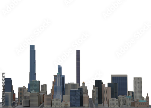 3D render of daytime city. Day city panorama
