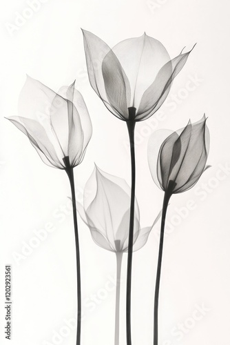Three Black and White Flowers