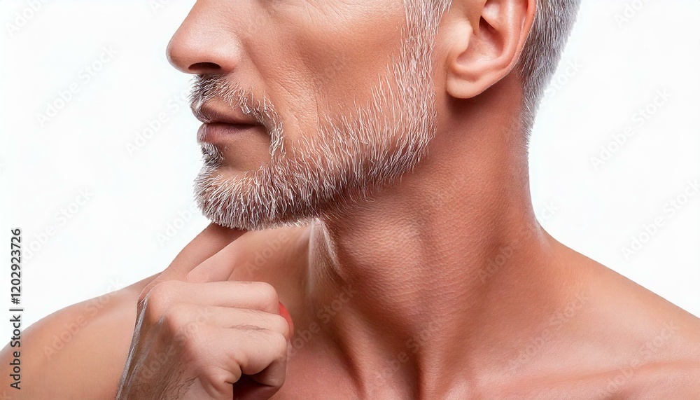 Obraz premium 男性のあごひげアップ写真:無精髭