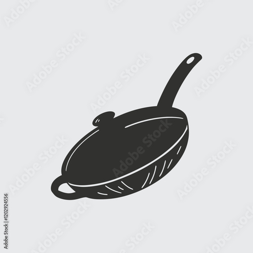 Solid Vector Icon for Cooking Pan,silhouette with white bg