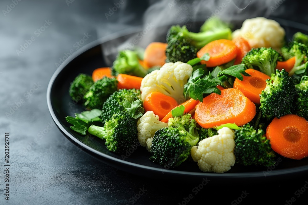 Steaming hot mixed vegetables of broccoli, cauliflower, and carrot in a bowl Steaming hot mixed vegetables of broccoli, cauliflower, and carrot in a bowl