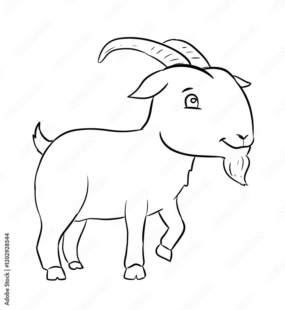 Fototapeta premium simple goat digital drawing illustration isolated