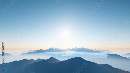 Sunrise over Misty Mountain Range