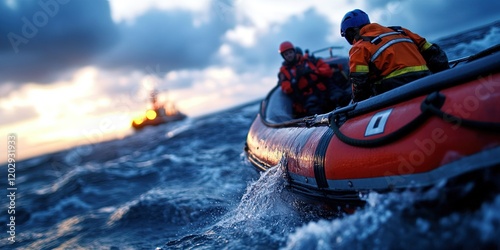search and rescue team searching the ocean for victims of a tragedy