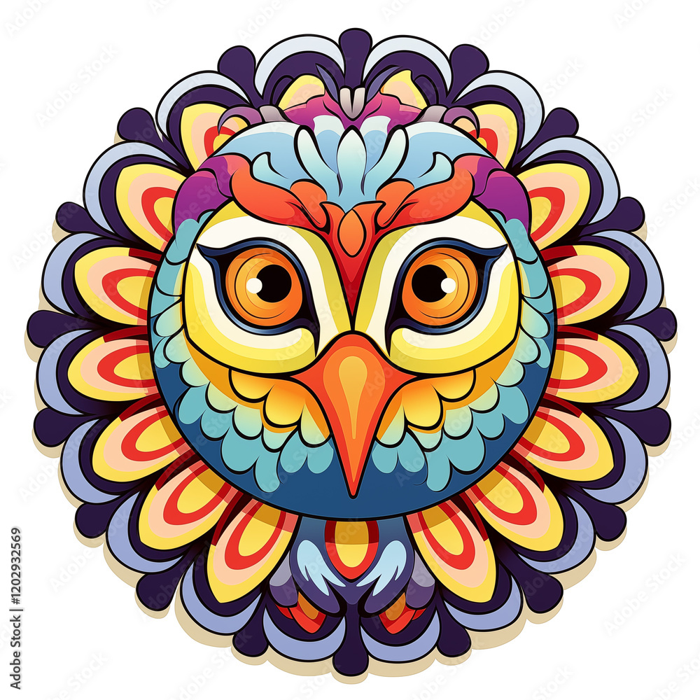 Fototapeta premium Colorful Owl Mandala Illustration with Intricate Details