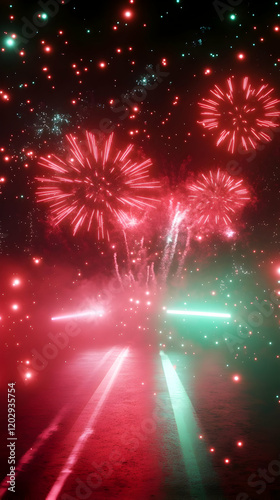 Fireworks Explode Vividly O...