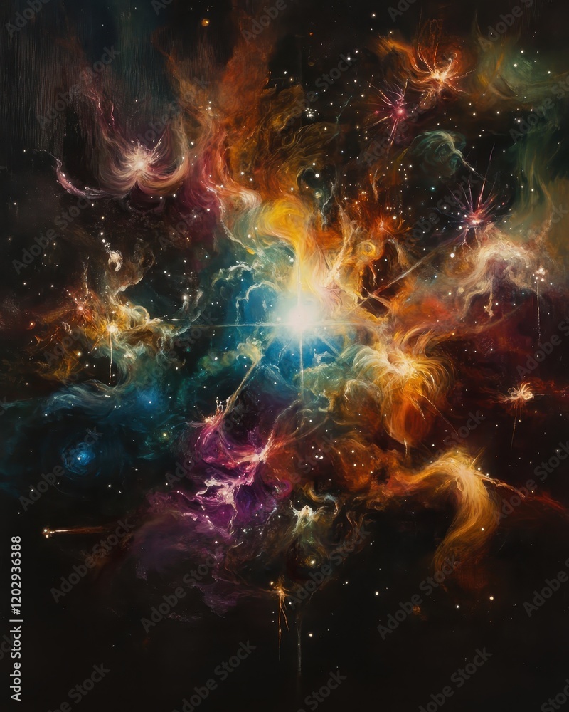 Fototapeta premium Celestial Nebula Cosmic Expanse Vibrant Colors