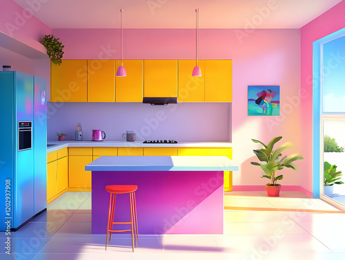 Vibrant Kitchen Interior Sh...