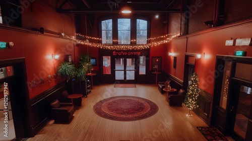 Red-walled Lobby Interior S...