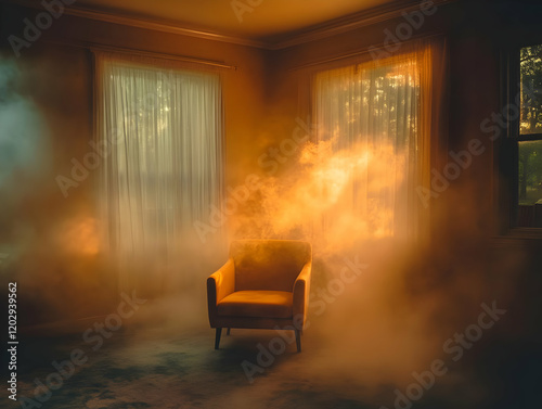 Empty Room with a Yellow Ch...