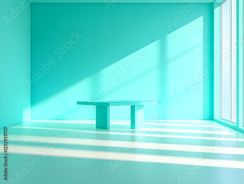 Empty Turquoise Room with T...