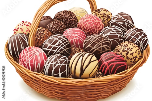 Elegant Chocolate Truffles in a Basket