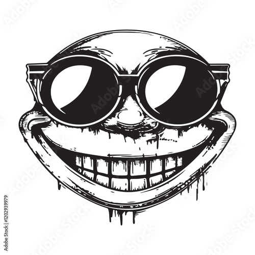 Cheerful Cartoon Face Laughing with Joy and Happiness Vector Illustration