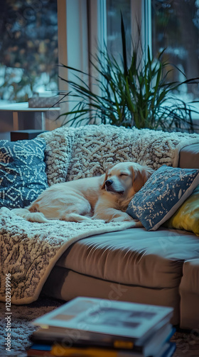 Golden Retriever Dog Sleeps...