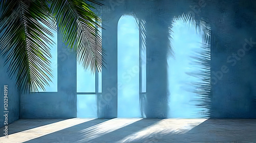Blue Room with Archway Wind...
