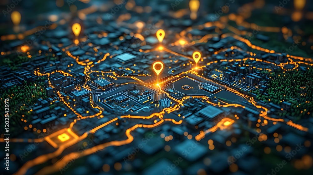 Illuminated City Map Navigation System Illuminated City Map Navigation System