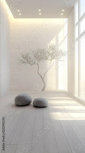 Serene Minimalist Room with...